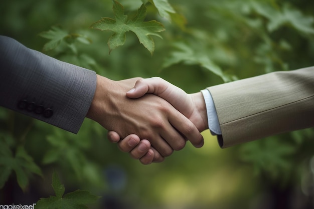 Foto due uomini si stringono la mano, uno dei quali è un uomo in giacca e cravatta.
