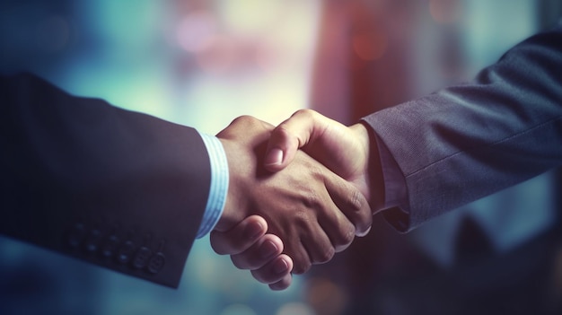 Two men shaking hands with one wearing a suit and the other wearing a shirt that says'the word'on it '