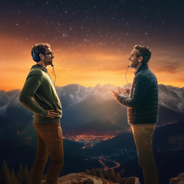 two men stand on a mountain with the words quot two of them quot on their faces