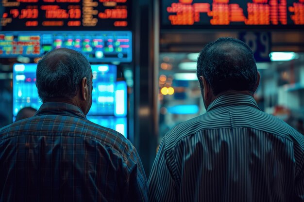 Photo two men standing in front of casino machine