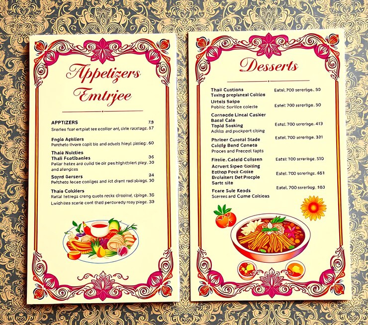 फोटो two menus with the words desserts on them