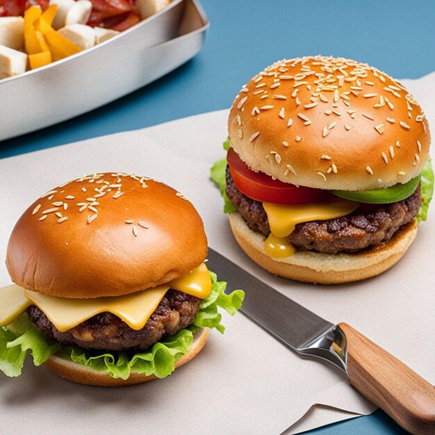 two mini delicious hamburgers