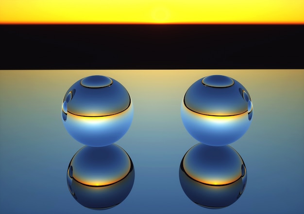 Two mirror balls. 3d rendering