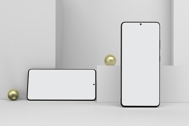 Two Mobiles V.2 Front Side In White Background