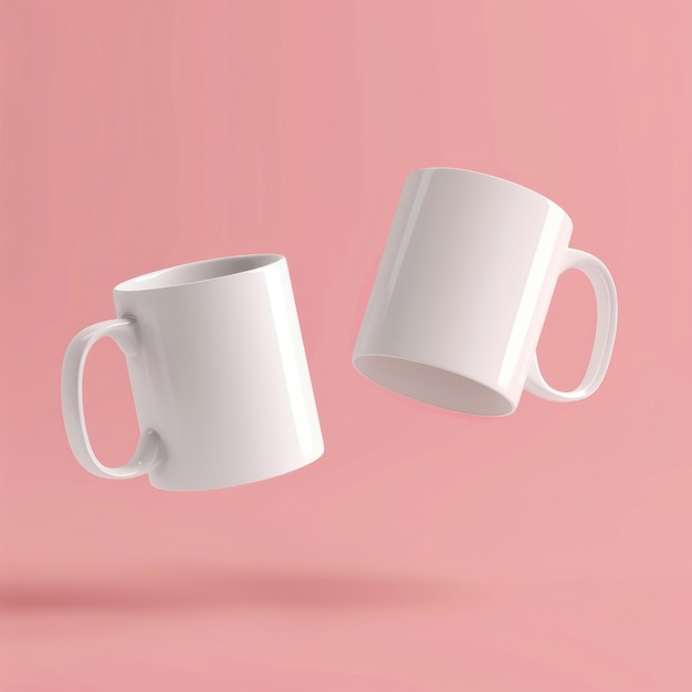 Two mug mockup porcelain beverage pottery