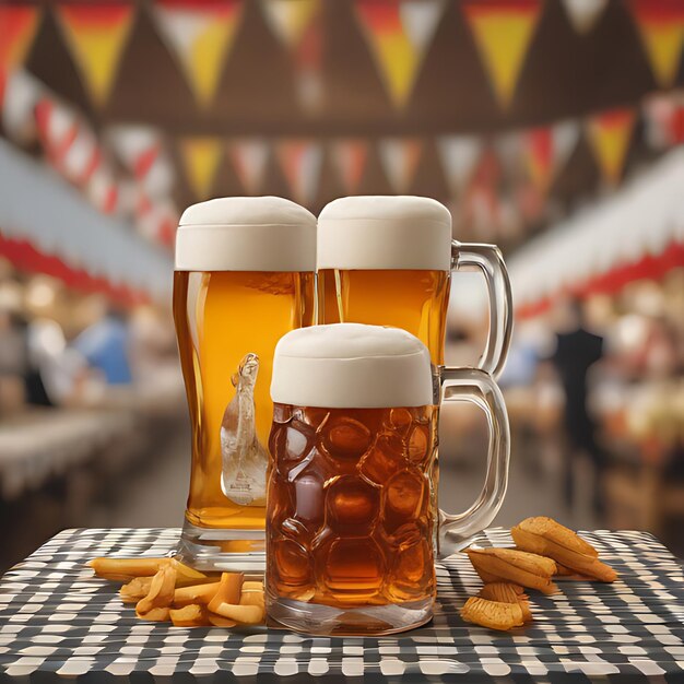 Foto due tazze di birra con le parole birra su di loro
