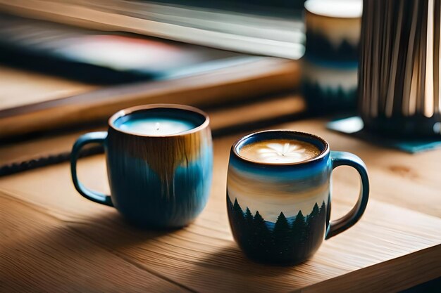 Two mugs with the mountains on them