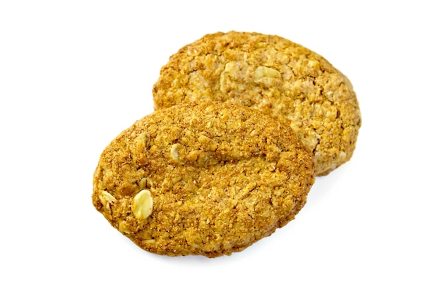 Two oat cookies isolated  