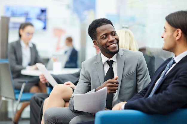 Two Office Workers Talking