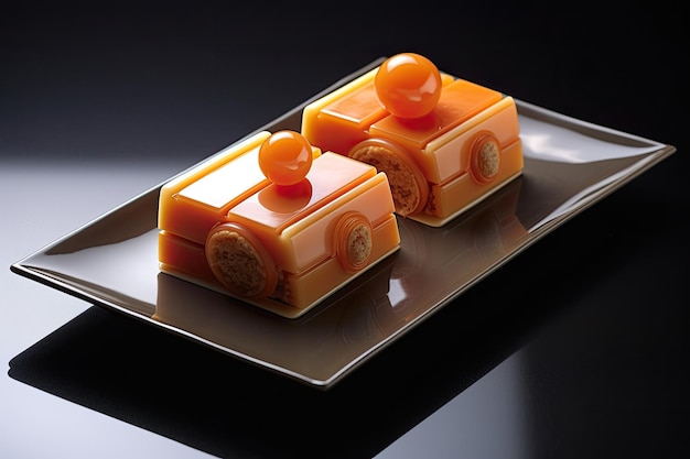 two orange desserts on a plate