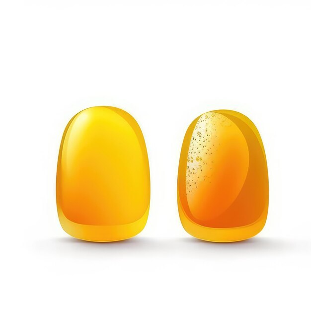 Photo two orange glass eggs with a gold rim.