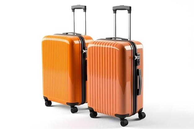 Photo two orange luggage with wheels