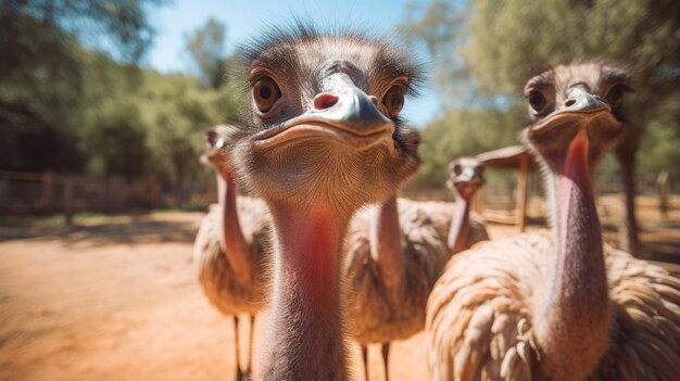 Photo two ostrich on savannah