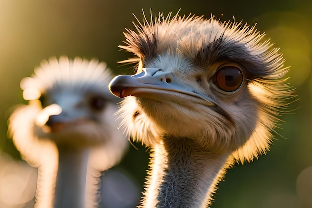 Two ostriches looking at the camera