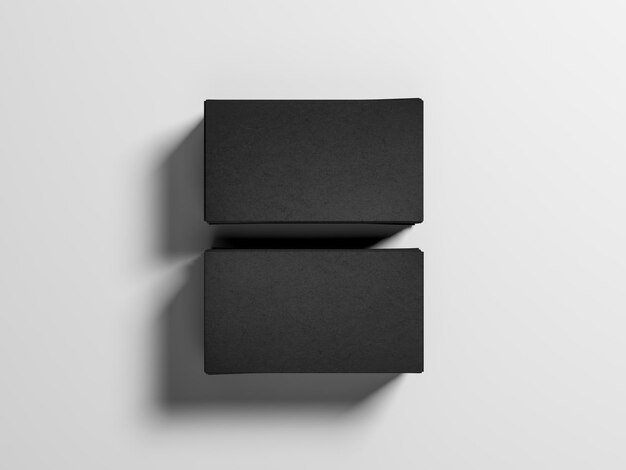 Two packs of Black Business cards Mockup isolated on gray. 3d rendering