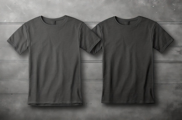 Two Pairs of Grey Tee Shirts Front and Back Mockups AI Generated