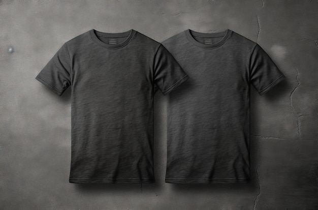 Photo two pairs of grey tee shirts front and back mockups ai generated