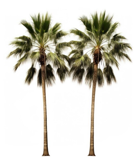 Two palm trees standing together