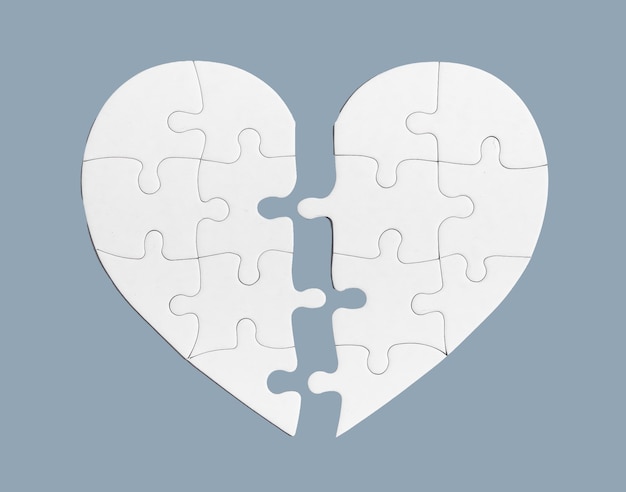 two parts of broken split heart breakup divorce concept