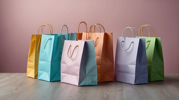 Two pastel colored shopping bags