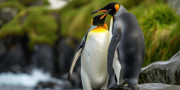 一緒 に 立っ て いる 二 匹 の ペンギン