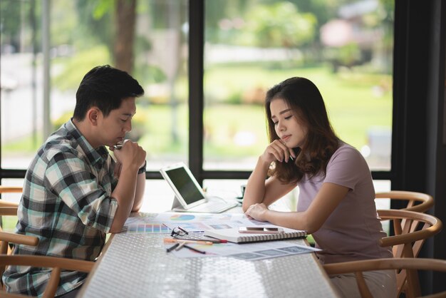 Two people discussing some project, business concept