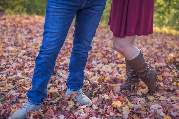 Two people facing each other shoe shot