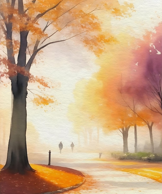 Two People Walking in a Park Painting A Beautiful Scene of Love and Happiness