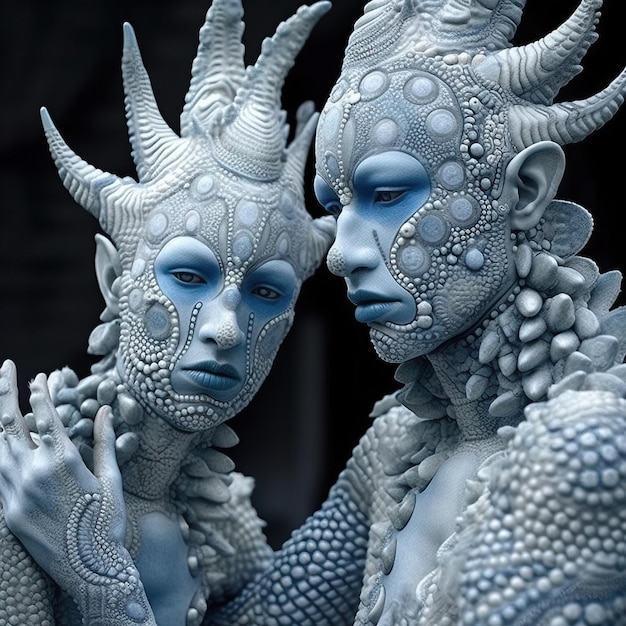 Two people with body paint