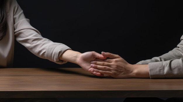 Two persons holding hands demonstrate support and understanding
