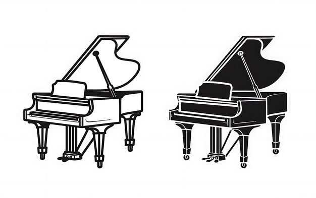 Photo two pianos and one is black and white