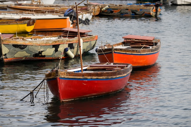 Two picturesque boats in the port 