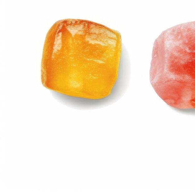 Premium Photo | Two pieces of candy are on a white surface.