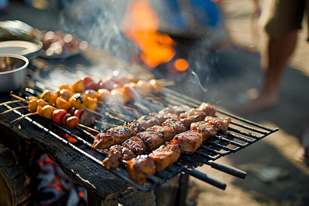 두 조각의 lule kebab bbq가 종과 허브로 제공됩니다.