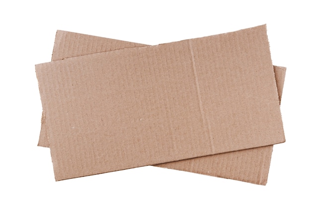 Two pieces of oblong rectangular light cardboard stacked on top of each other, isolated on a clean white background.