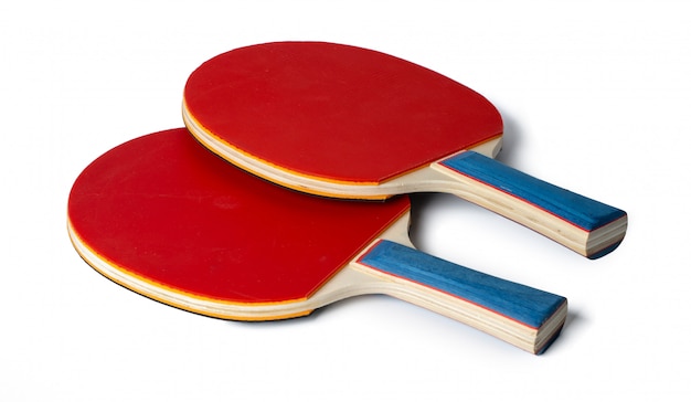 Two ping pong rackets isolated on white