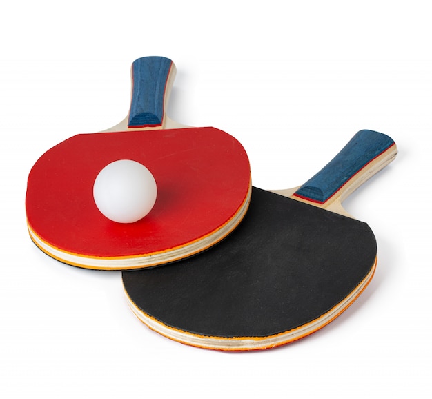 Two ping pong rackets isolated