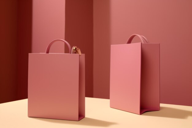 Two pink bags on table