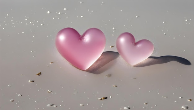 two pink hearts with one that says  pink  on the bottom