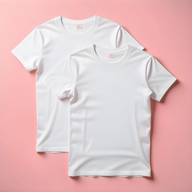 Two Plain White TShirts on Pink Background