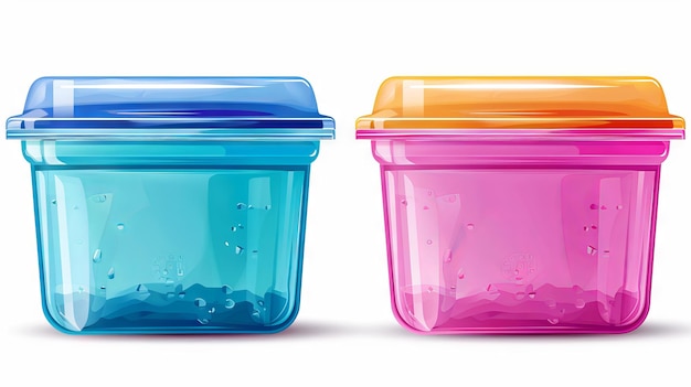 Two plastic containers with lids on a white background