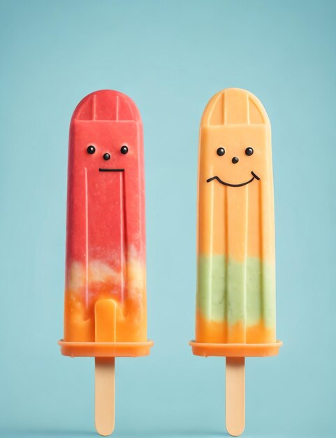 Two popsicles of different flavors