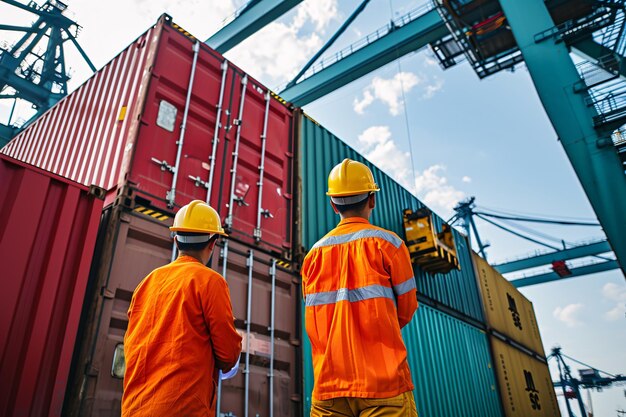 Photo two port operators check containers against smuggling