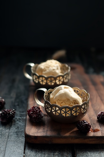 Two portions of delicious caramel ice cream 