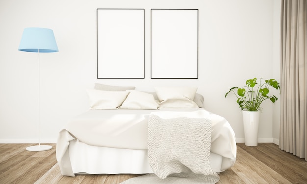 Two poster mockup on scandinavian bedroom