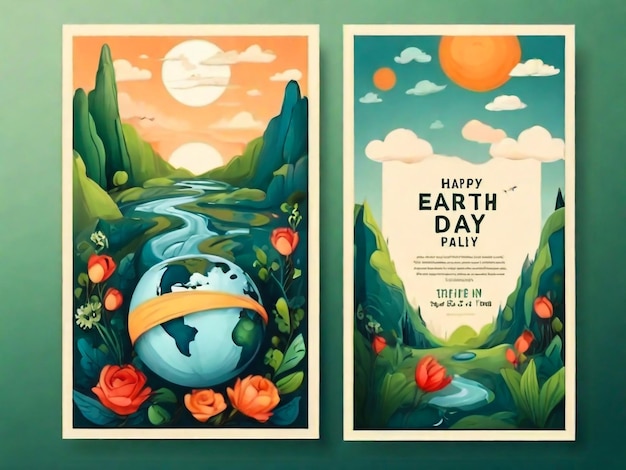 Photo two posters for the earth day day and the earth day