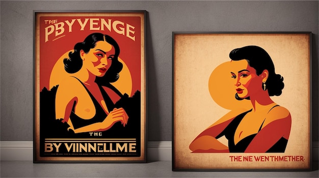 Two posters of a woman and one of them says " the minneum ".