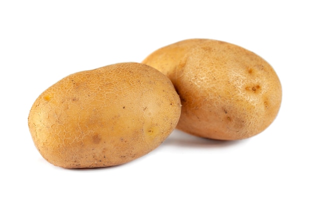 Two potatoes isolated on white background root vegetable