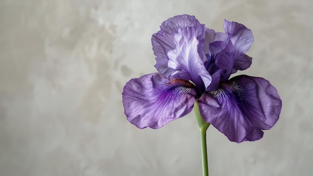 Foto due fiori viola in un vaso su un tavolo