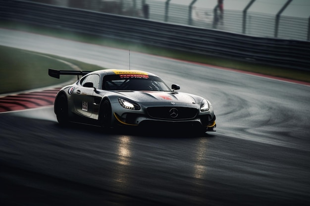 Two Race Cars Moving At High Speed In Slightly Wet Conditions Stock Photo -  Download Image Now - iStock